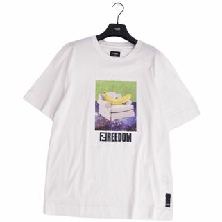 フェンディ(FENDI)の美品 フェンディ FENDI Tシャツ カットソー 半袖 ショートスリーブ プリント トップス メンズ M ホワイト(Tシャツ/カットソー(半袖/袖なし))