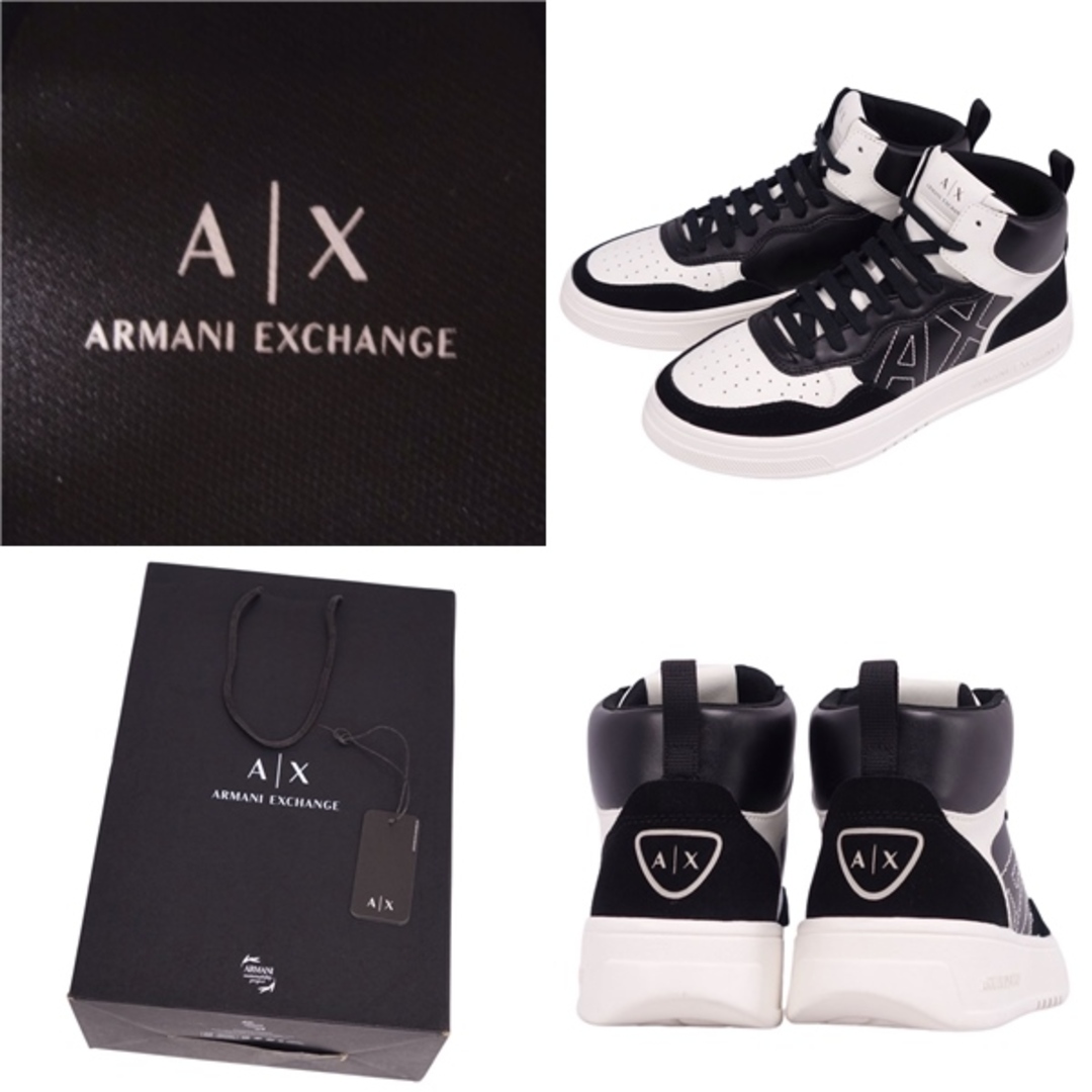 ARMANI EXCHANGE(アルマーニエクスチェンジ)の未使用 アルマーニ　エクスチェンジ ARMANI EXCHANGE スニーカー ハイカット ロゴ カーフレザー シューズ メンズ US7 UK6 EU40(25cm相当) ブラック/ホワイト メンズの靴/シューズ(スニーカー)の商品写真