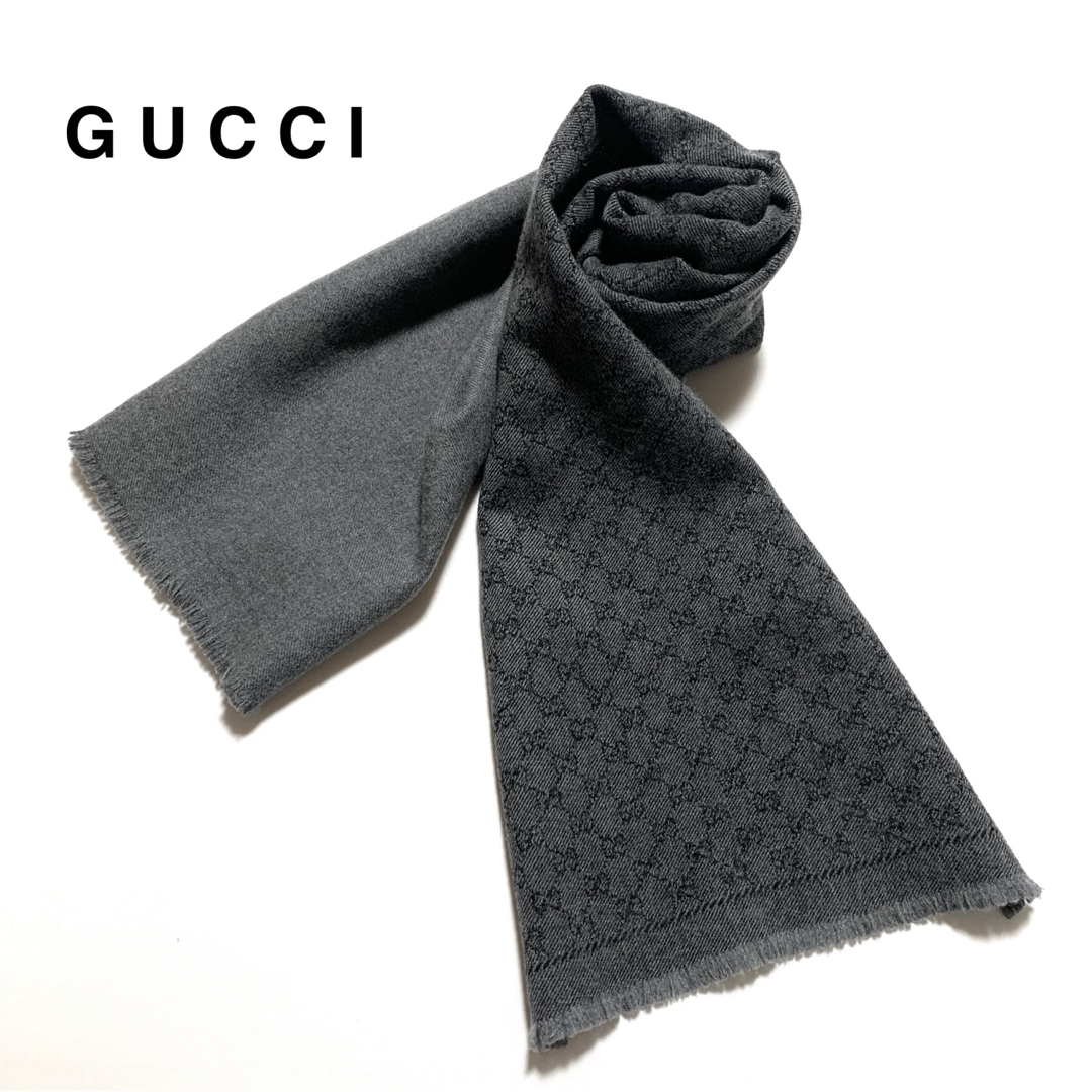 Gucci(グッチ)の☆良品 グッチ GG柄 ダブルフェイス ウール マフラー ストール イタリア製 メンズのファッション小物(マフラー)の商品写真