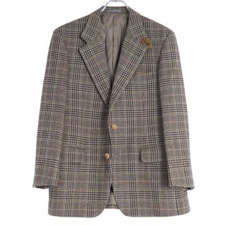 バーバリー(BURBERRY)のVintage バーバリー Burberrys ジャケット テーラード シングル 総裏 エルボーパッチ チンストラップ チェック柄 ウール カシミヤ メンズ 94-84-165(S相当) マルチカラー(テーラードジャケット)