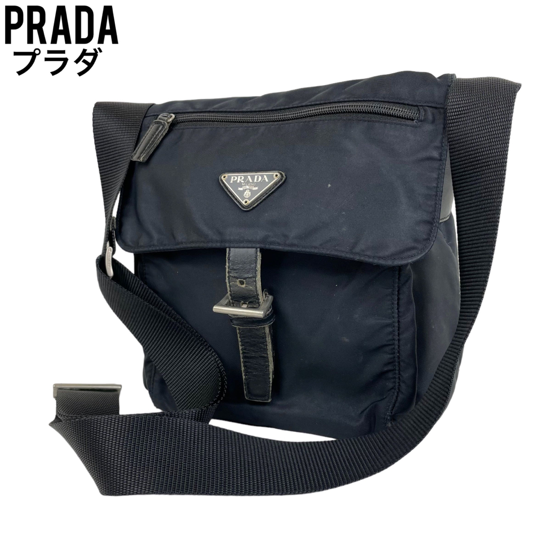 ✨良品　PRADA プラダ　ショルダーバッグ　メッセンジャーバッグ　黒　斜め掛けWhiteshop