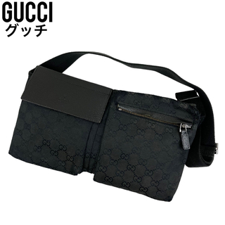 Gucci - ✨良品✨　GUCCI グッチ ウエストポーチ　GGキャンバス　ボディバッグ　黒
