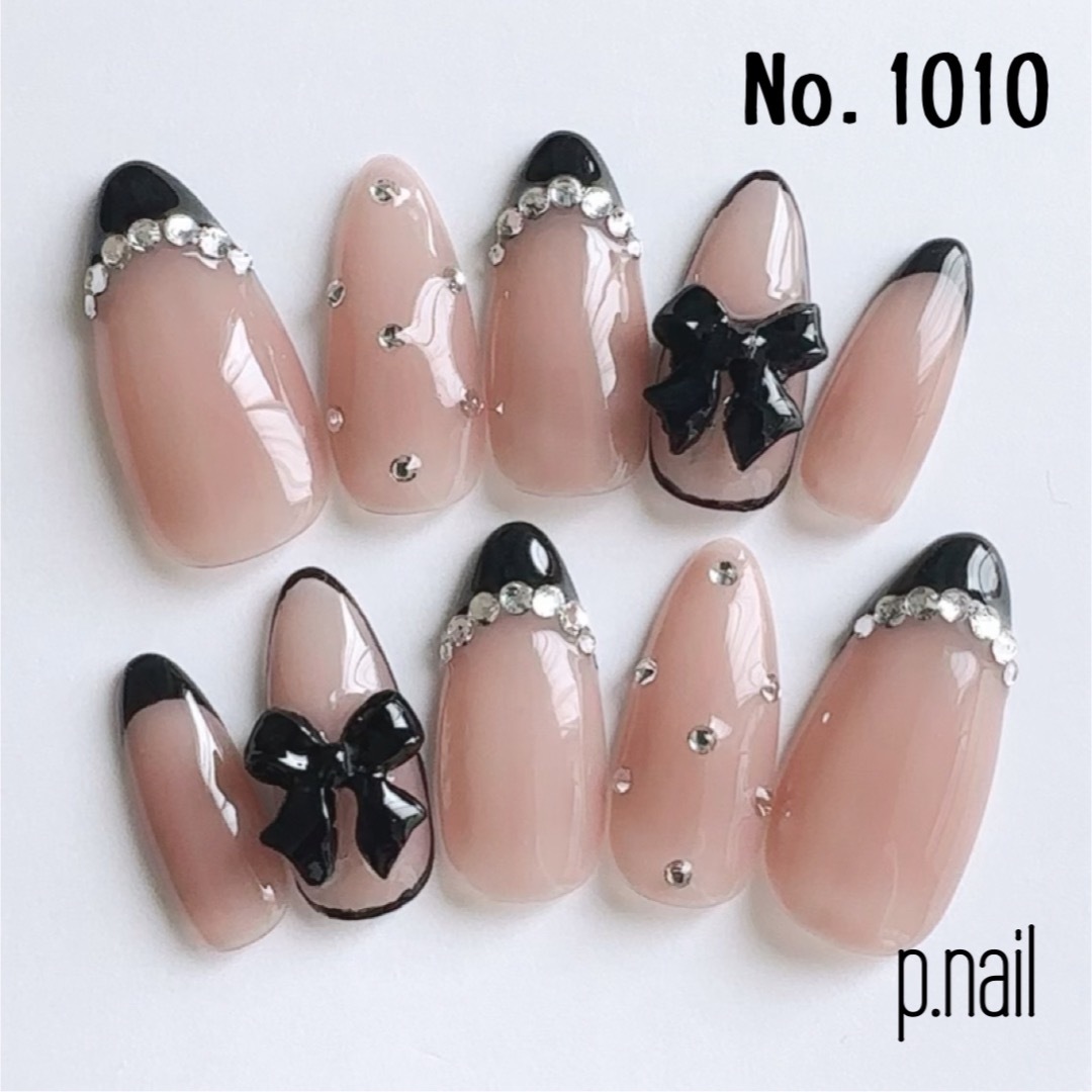 No.1010】現品フレンチガーリー♡量産型 地雷 韓国ネイルチップ