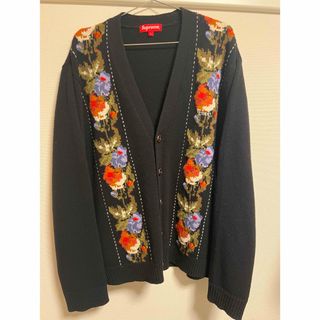 シュプリーム(Supreme)のSupreme 19AW floral stripe cardigan 黒(カーディガン)