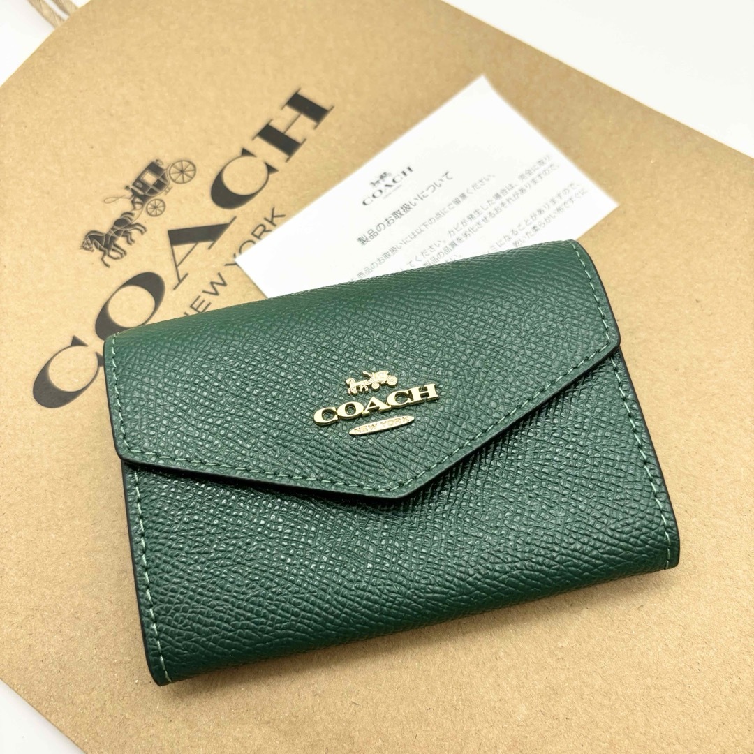 COACH - 【COACH☆新品】 フラップ カード ケース！グリーン！クロス