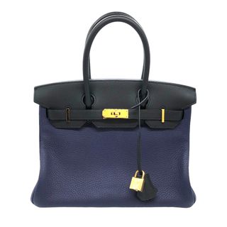 エルメス(HERMES)の　エルメス HERMES バーキン30 バイカラー C刻 ブルーアンクル ブルーオブスキュール ブルーゼリージュ GD金具 トリヨンクレマンス スイフト レディース ハンドバッグ(ハンドバッグ)