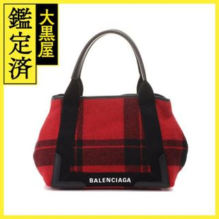 バレンシアガ(Balenciaga)のバレンシアガ ネイビーカバスS レッド ウール/レザー 339933【430】(ハンドバッグ)