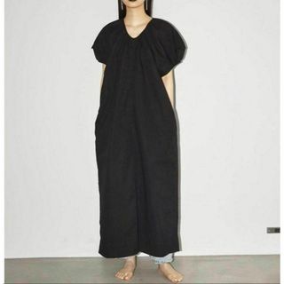 トゥデイフル(TODAYFUL)の新品♡TODAYFUL ロングワンピース 23SS パフスリーブドレス 麻 M(ロングワンピース/マキシワンピース)