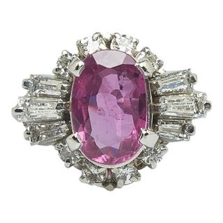 Pt900 プラチナ リング 指輪 ピンクサファイア 1.57ct ダイヤ 0.60ct 【1-0130157】(リング(指輪))