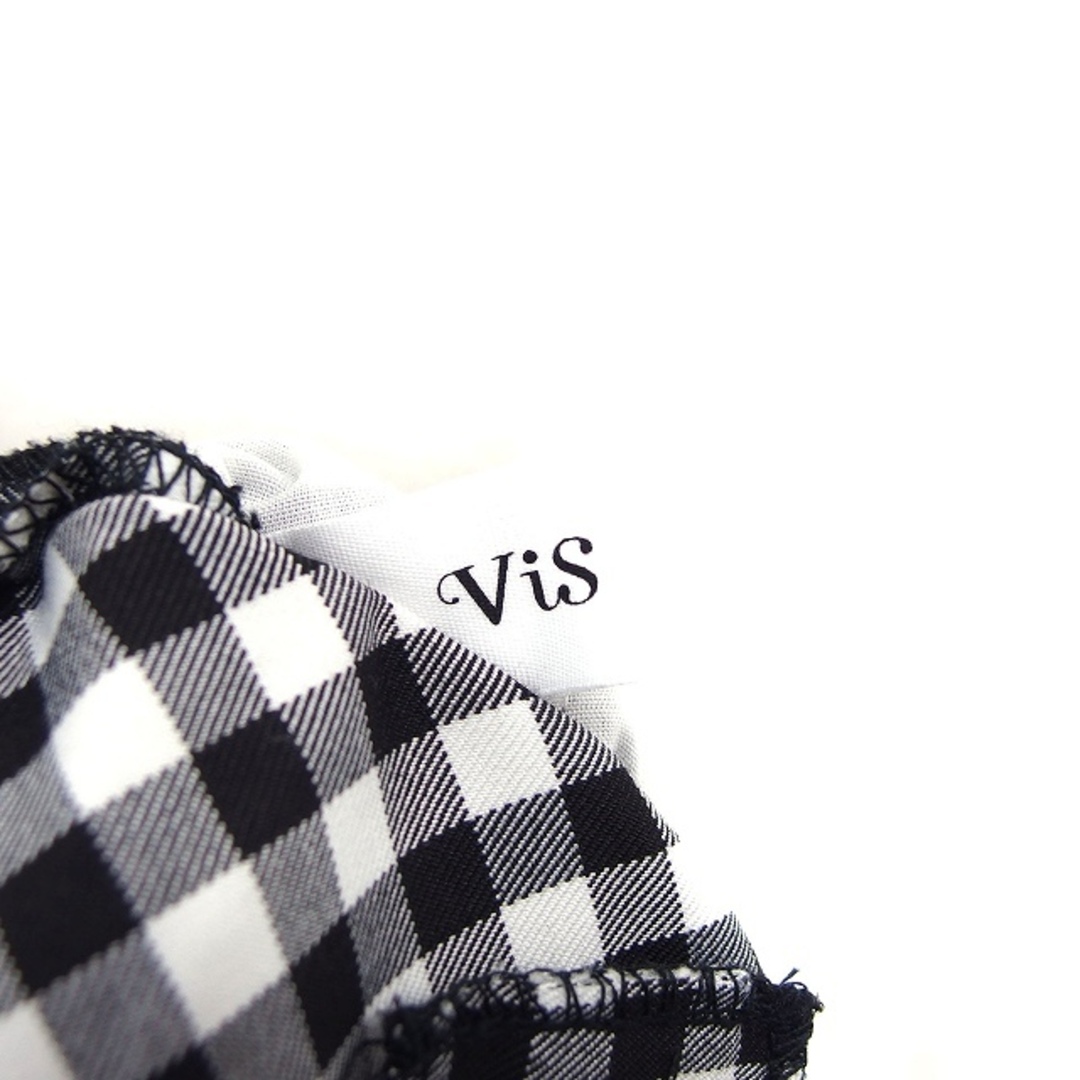 ViS(ヴィス)のビス パンツ テーパード ギンガムチェック ジップフライ 薄手 M 黒 白  レディースのパンツ(その他)の商品写真