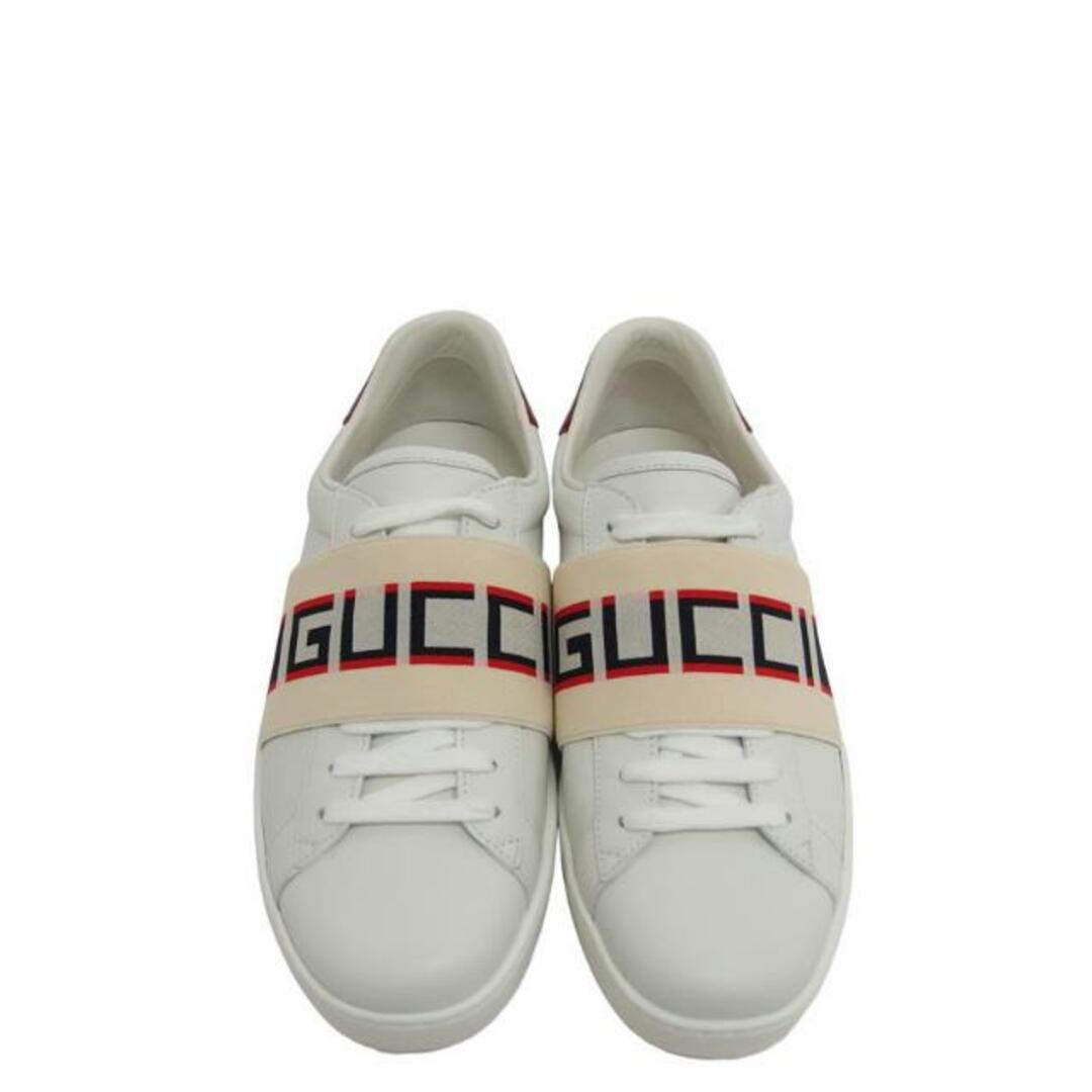 GUCCI グッチ/レザースニーカー /ストライプロゴ/ローカットスニーカー/ホワイト/523469/5/レディースシューズ/Aランク/04【中古】 レディースの靴/シューズ(スニーカー)の商品写真