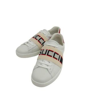 GUCCI グッチ/レザースニーカー /ストライプロゴ/ローカットスニーカー/ホワイト/523469/5/レディースシューズ/Aランク/04【中古】(スニーカー)