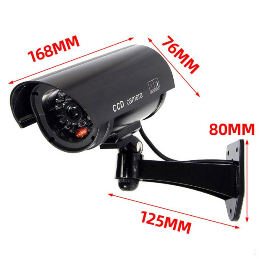 防犯カメラ監視カメラ 2台セット ダミーカメラ LED 黒ブラック 電池式 スマホ/家電/カメラのカメラ(その他)の商品写真