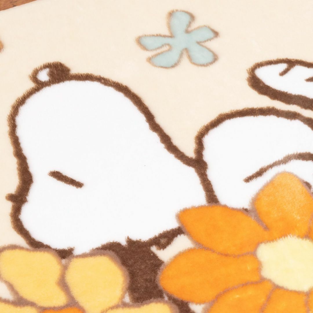 【色: オレンジ】センコー スヌーピー 花いっぱい ラグマット 約50×80cm インテリア/住まい/日用品のラグ/カーペット/マット(ラグ)の商品写真