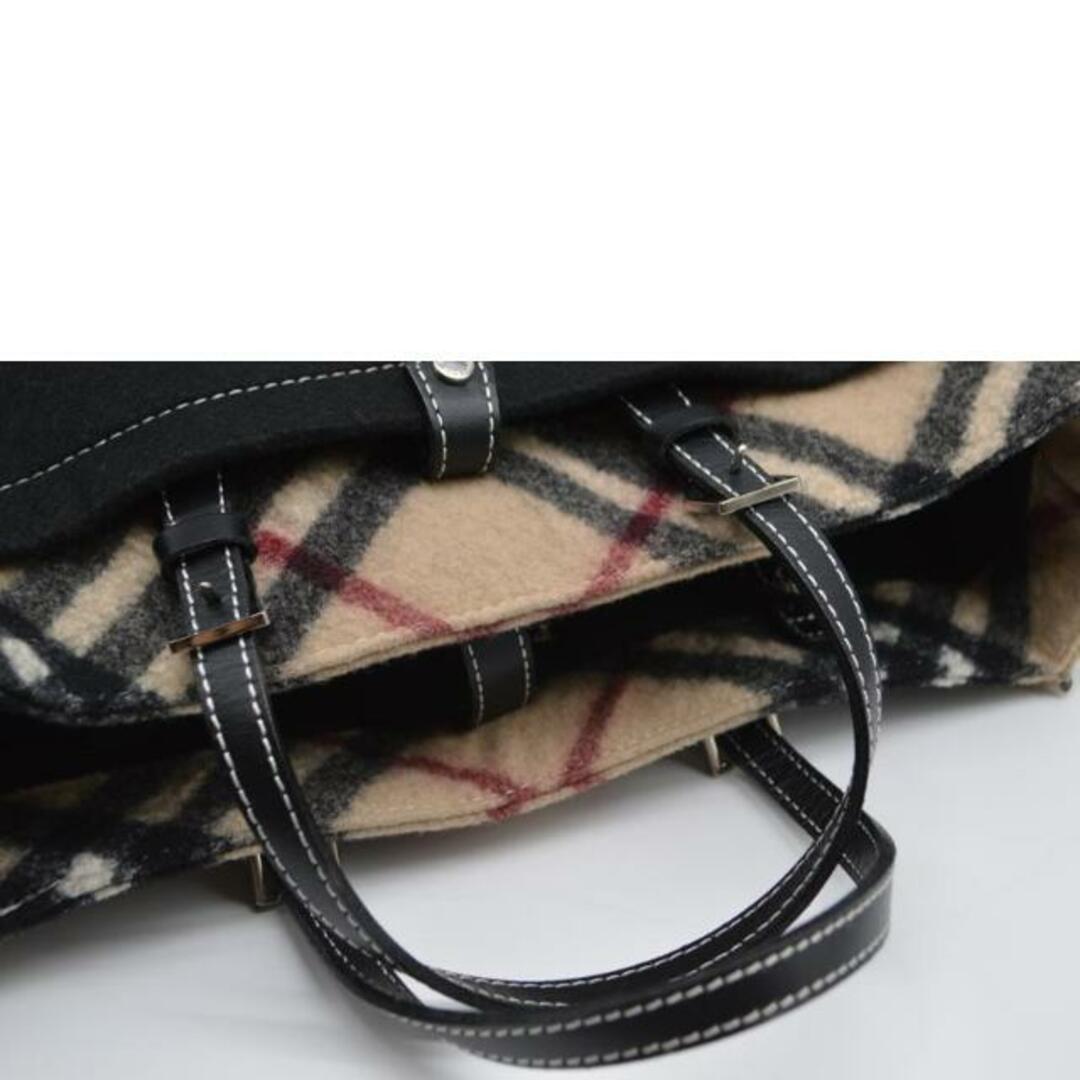 BURBERRY バーバリー/ノバチェックフェルトウールミニレザーハンドBL/ZAE48-715/バーバリー/ABランク/89【中古】 レディースのバッグ(ハンドバッグ)の商品写真