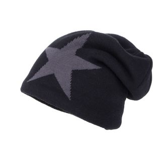 スター ニット帽 ワンポイント ブラック メンズ レディース ビーニー 帽子(ニット帽/ビーニー)