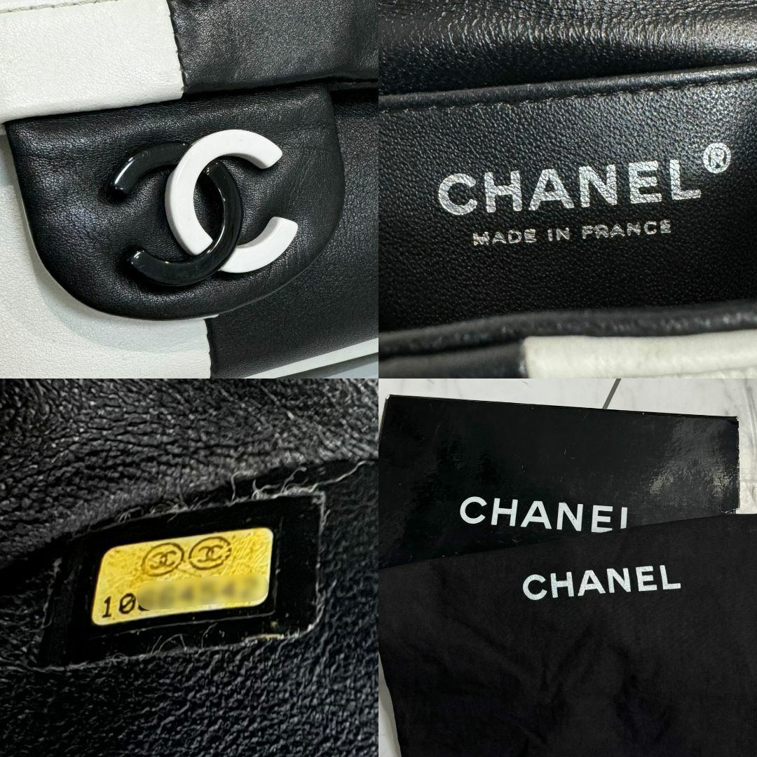 CHANEL(シャネル)のシャネル ラムスキン ショルダーバッグ ブラック×ホワイト レディースのバッグ(ショルダーバッグ)の商品写真