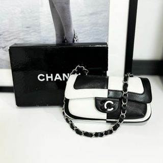 シャネル(CHANEL)のシャネル ラムスキン ショルダーバッグ ブラック×ホワイト(ショルダーバッグ)