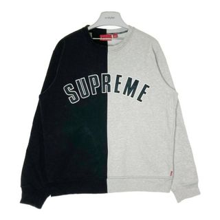 シュプリーム(Supreme)の★SUPREME シュプリーム 18AW クルーネックスウェット Split Crewneck Sweatshirt トレーナー スプリット クルーネック ブラック × グレー sizeM(スウェット)