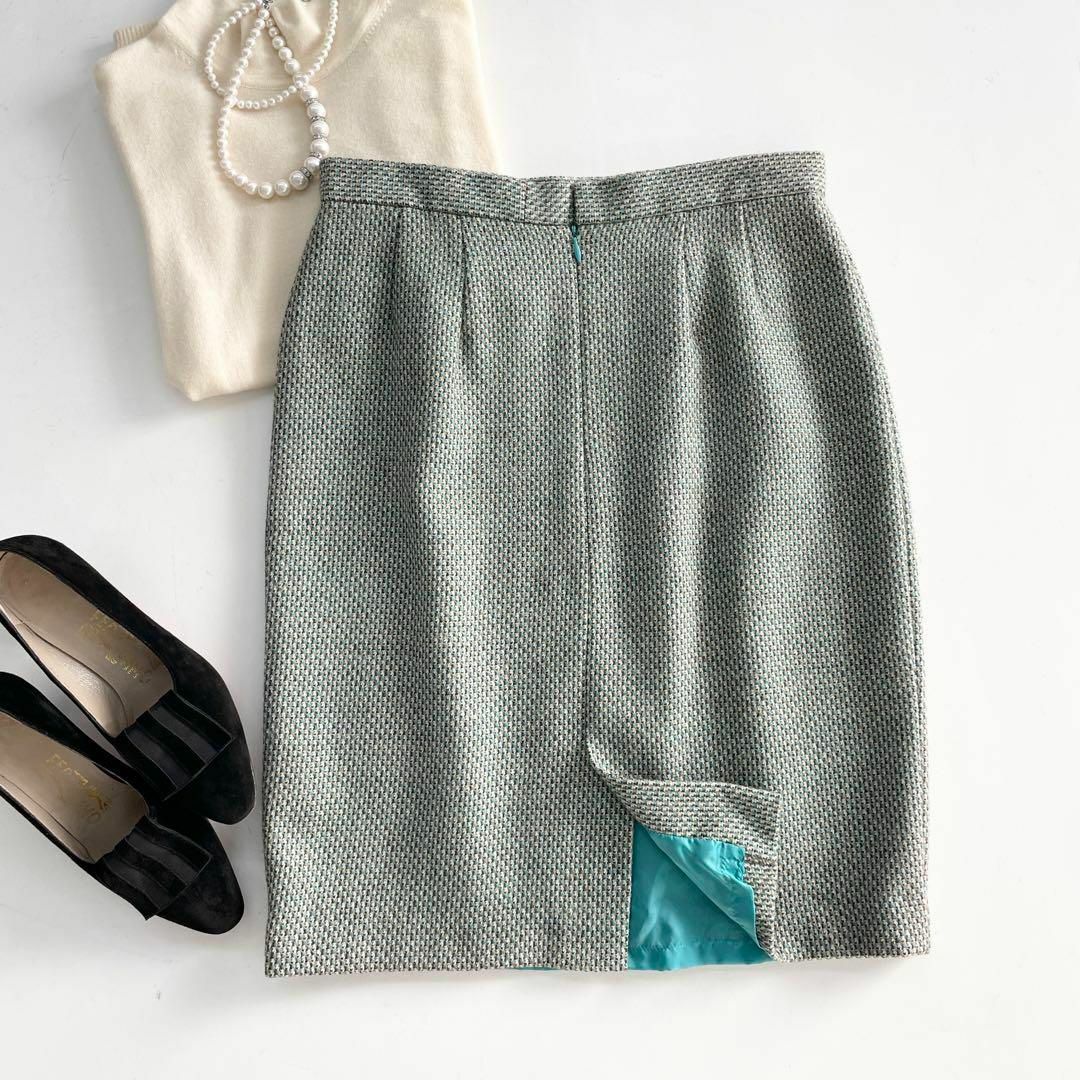 HANAE MORI(ハナエモリ)の美品✨ HANAEMORI ハナエモリ エレガントなウール100%スカート L レディースのスカート(ひざ丈スカート)の商品写真