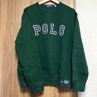 綿87%【極美品】POLO ラルフローレン XL ワッペンロゴ 緑 前V