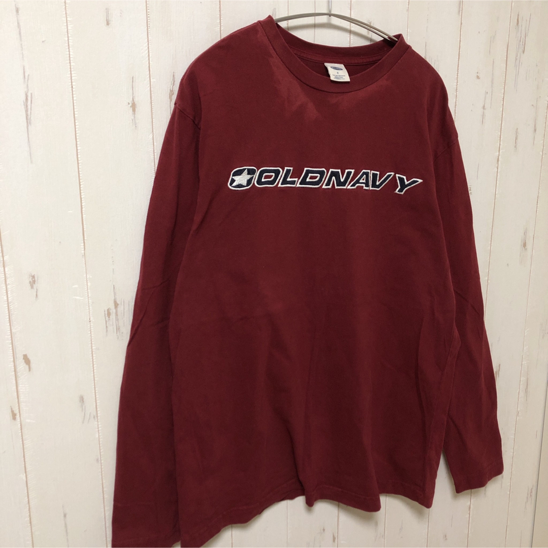 Old Navy(オールドネイビー)のOLD NAVY オールドネイビー ロンt 長袖 ロゴプリント ボルドー 古着 メンズのトップス(Tシャツ/カットソー(七分/長袖))の商品写真