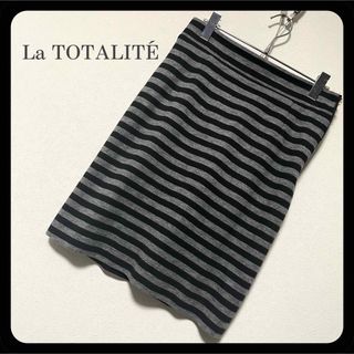 ラトータリテ(La TOTALITE)の【美品】ラ トータリテ ウール混 膝上丈 ボーダー タイトスカート (ミニスカート)