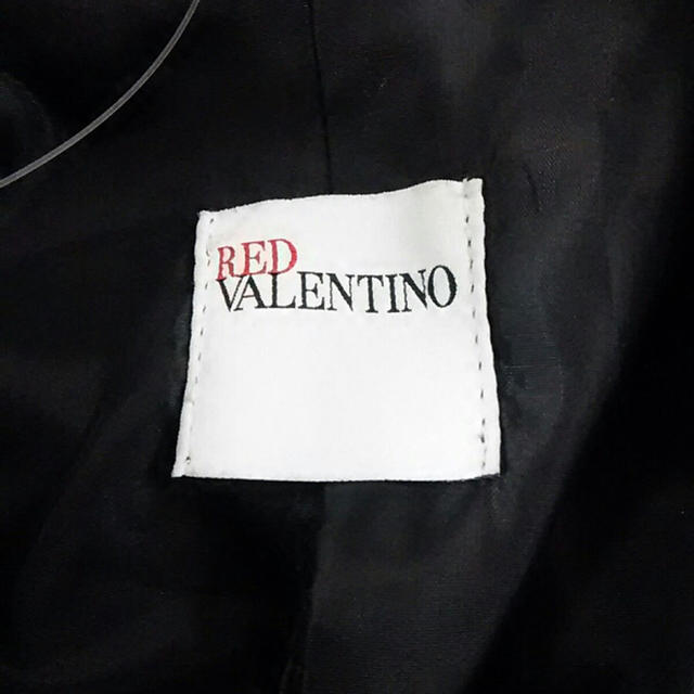 RED VALENTINO(レッドヴァレンティノ)の定価25万 RED VALENTINO 羊革レザーライダースジャケット フリル レディースのジャケット/アウター(ライダースジャケット)の商品写真