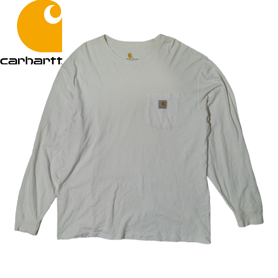 carhartt(カーハート)のcarhartt ホワイト ヘビーウェイト ポケット 長袖Tシャツ メンズのトップス(Tシャツ/カットソー(七分/長袖))の商品写真