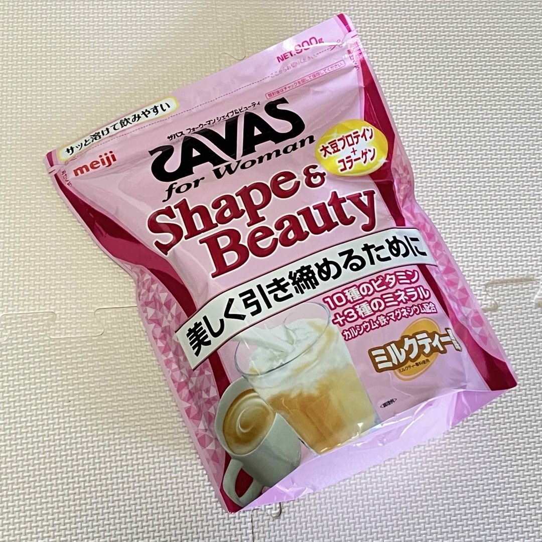 SAVAS(ザバス)のザバス for woman シェイプ＆ビューティ ミルクティー風味 900g 食品/飲料/酒の健康食品(プロテイン)の商品写真