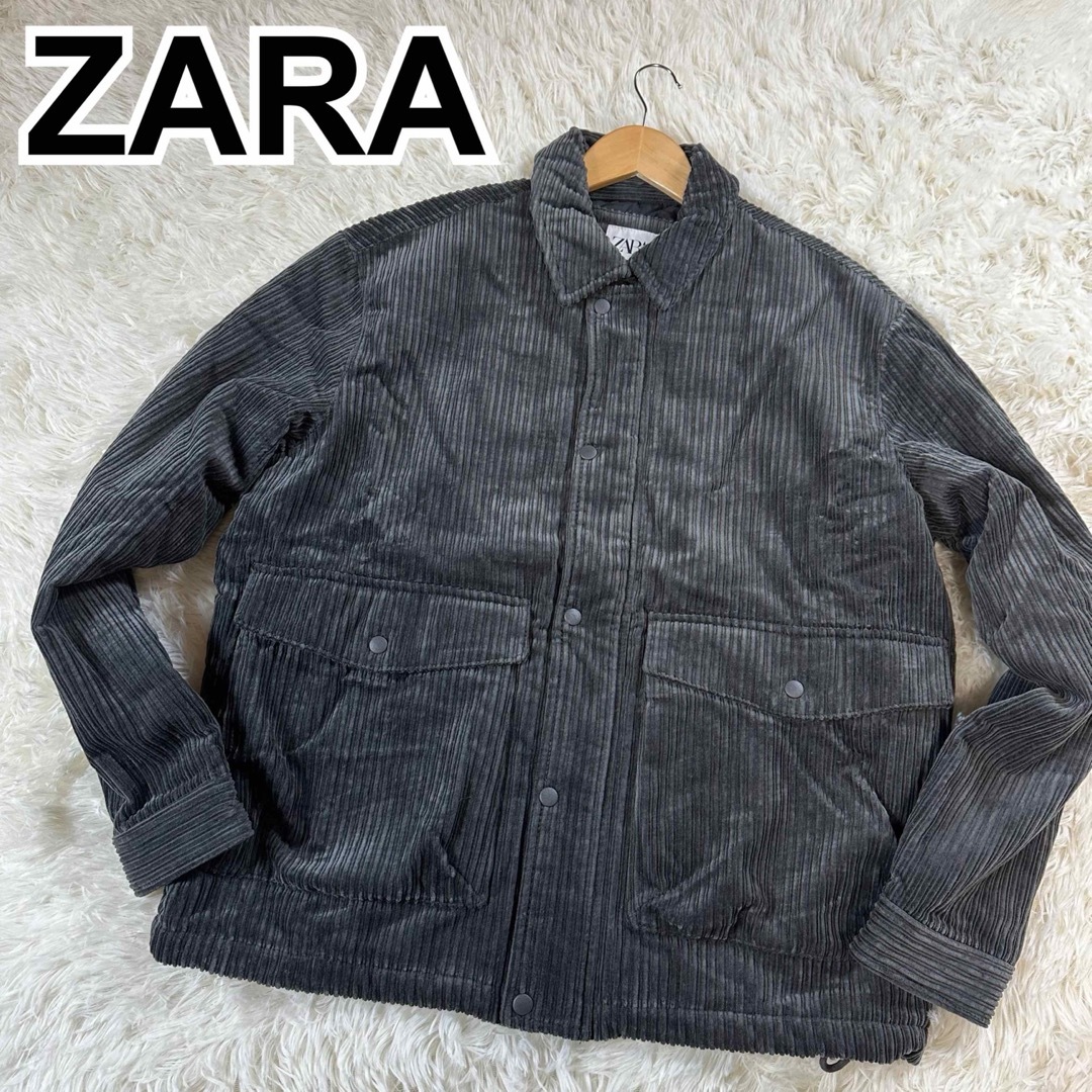 ZARA - ZARA コーデュロイ 裏キルティング 中綿 ブルゾン メンズ 黒