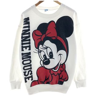 古着 90年代 DISNEY CHARACTER FASHIONS MINNIE MOUSE ミニーマウス 両面プリント キャラクタースウェットシャツ トレーナー USA製 レディースM ヴィンテージ /eaa381004(トレーナー/スウェット)