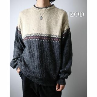 アートヴィンテージ(ART VINTAGE)の【IZOD】麻×ウール 混紡 ノルディック調 デザイン ルーズ ニット セーター(ニット/セーター)