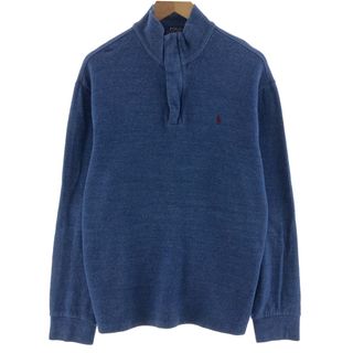 ラルフローレン(Ralph Lauren)の古着 ラルフローレン Ralph Lauren POLO RALPH LAUREN エルボーパッチ付き ハーフボタン コットンニットハーフジップセーター メンズL /eaa380874(ニット/セーター)