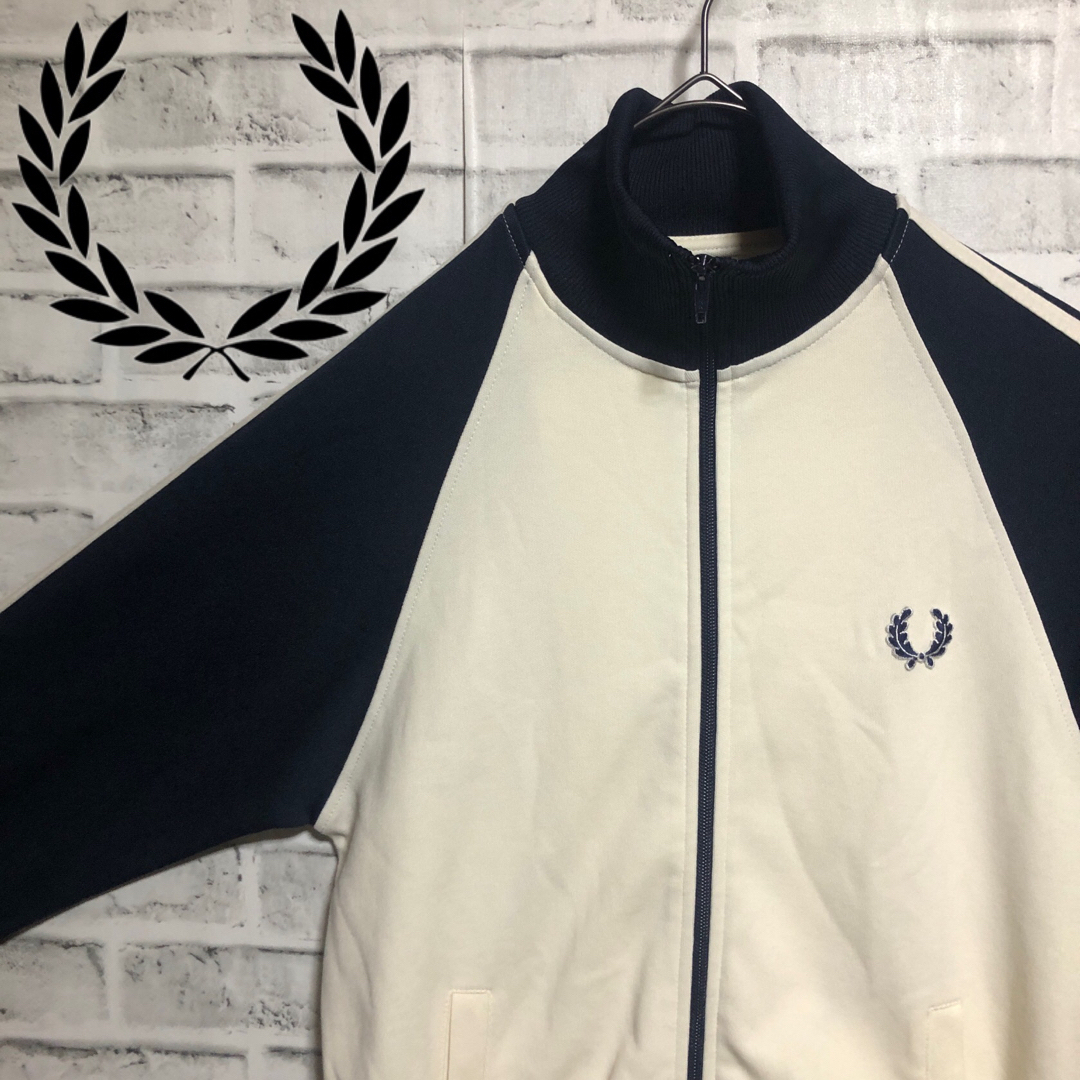 Fred Perry トラックジャケット ジャージ ブラック×ベージュ XS