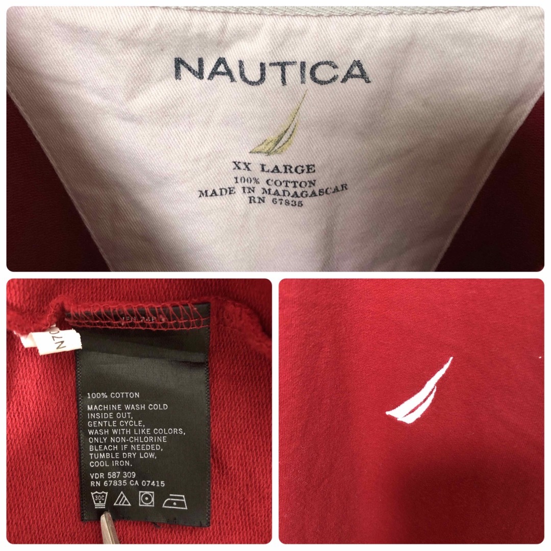 NAUTICA(ノーティカ)のNAUTICA ノーティカ XXL ビッグシルエット ロンt 長袖 赤 海外古着 メンズのトップス(Tシャツ/カットソー(七分/長袖))の商品写真