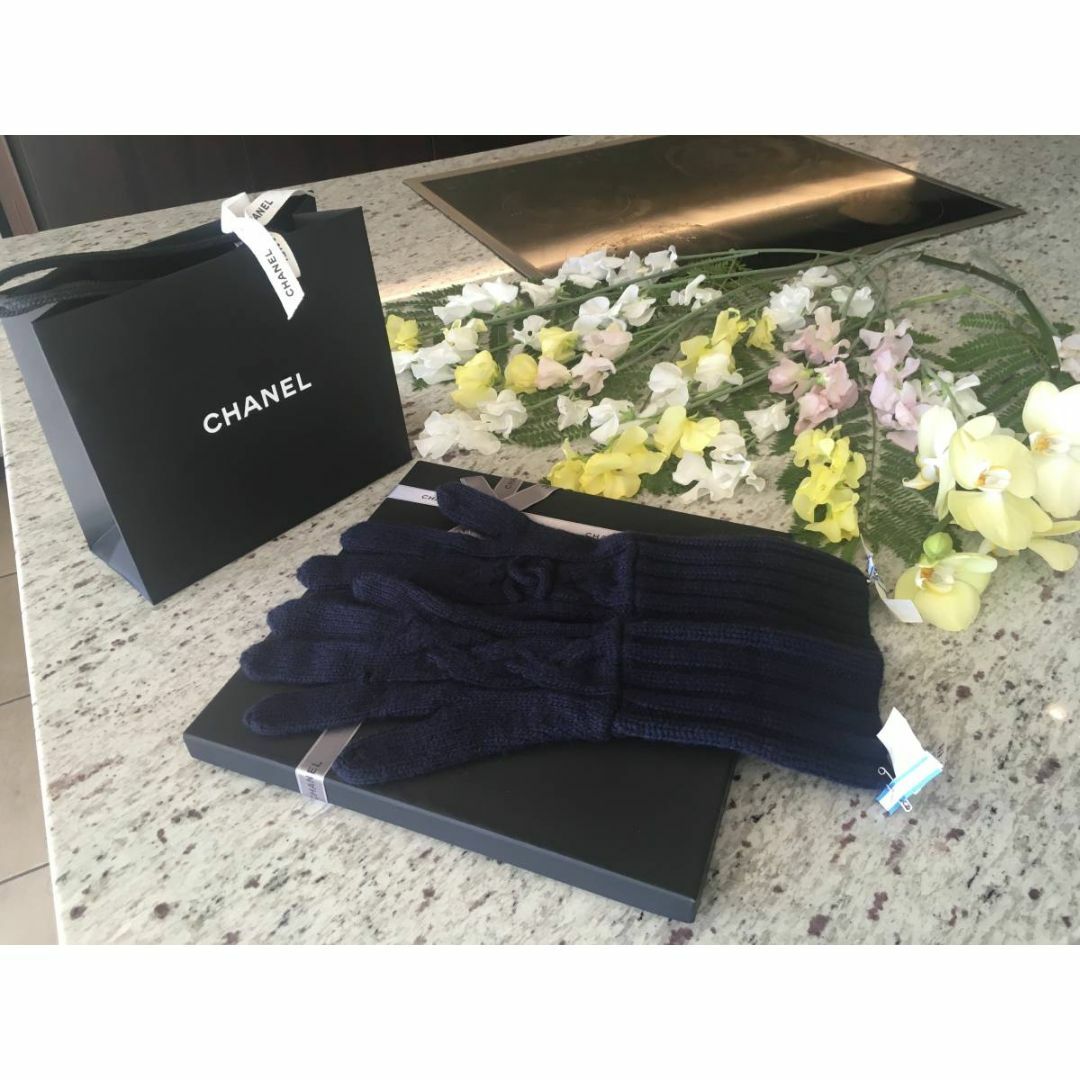 ★正規品★CHANEL★ カシミヤ ニット グローブ★ネイビー★送料込み箱状態