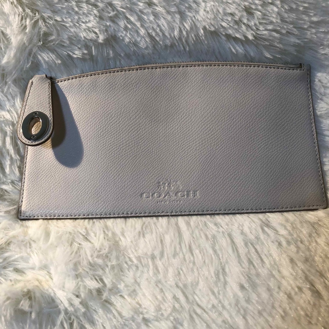 COACH(コーチ)のcoachコーチCOACH フラットポーチ　ホワイトレザー　レア　美品 レディースのファッション小物(ポーチ)の商品写真