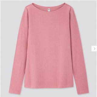 ユニクロ(UNIQLO)のUNIQLO リブボートネックT（長袖）(カットソー(長袖/七分))