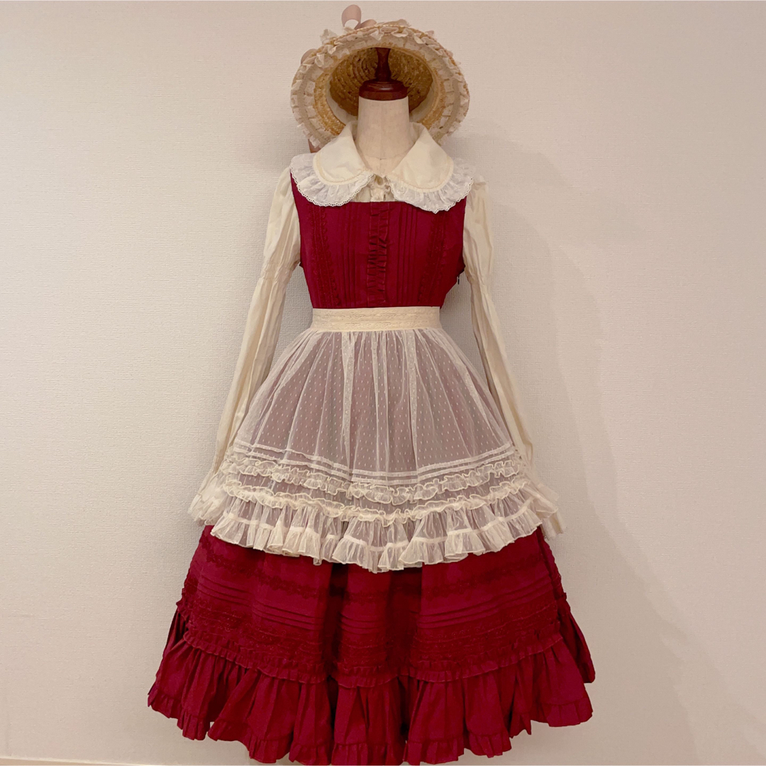 Victorian maiden(ヴィクトリアンメイデン)のプティシャトンドレス Mサイズ ボルドー エンジ クラシカル レディースのワンピース(ひざ丈ワンピース)の商品写真