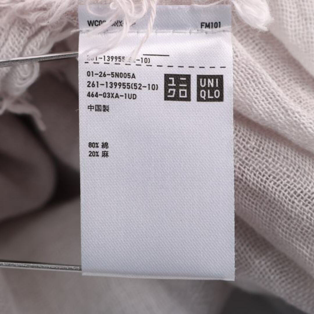 UNIQLO(ユニクロ)のユニクロ ストール チェック柄 リネン混 レディース グレー UNIQLO レディースのファッション小物(ストール/パシュミナ)の商品写真