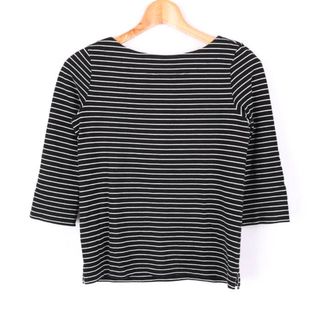 ユニクロ(UNIQLO)のユニクロ 長袖Tシャツ ボーダー柄 レディース Sサイズ ブラック UNIQLO(Tシャツ(長袖/七分))