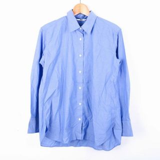 ユニクロ(UNIQLO)のユニクロ 長袖シャツ コットンシャツ レディース Mサイズ ブルー UNIQLO(シャツ/ブラウス(長袖/七分))