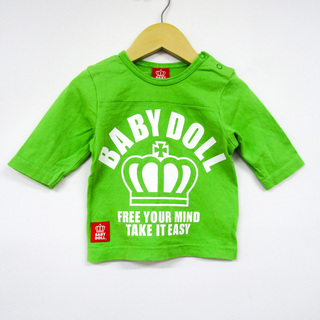 ベビードール 半袖Tシャツ ロゴT 肩スナップ ベビー 男の子用 80サイズ グリーン BABYDOLL(Ｔシャツ)