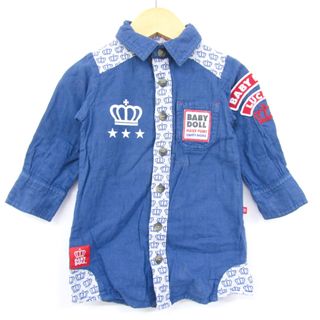 ベビードール 長袖シャツ バックプリント ベビー 男の子用 80サイズ ブルー BABYDOLL(Ｔシャツ)