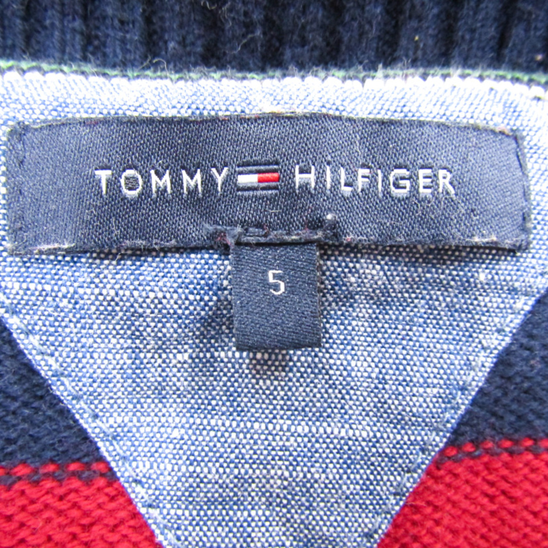 TOMMY HILFIGER(トミーヒルフィガー)のトミーヒルフィガー Vネックカーディガン ボーダー柄 キッズ 男の子用 5サイズ ネイビー×レッド TOMMY HILFIGER キッズ/ベビー/マタニティのキッズ服女の子用(90cm~)(カーディガン)の商品写真