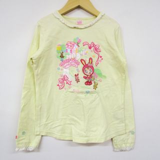 メゾピアノ 長袖Tシャツ ベリーちゃん レース キッズ 女の子用 140サイズ イエロー mezzo piano(Tシャツ/カットソー)