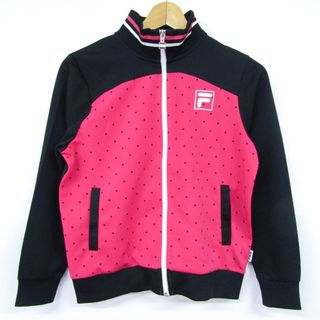 フィラ(FILA)のフィラ ジップアップジャージ ドット柄 スポーツウエア キッズ 女の子用 150サイズ ピンク×ブラック FILA(Tシャツ/カットソー)