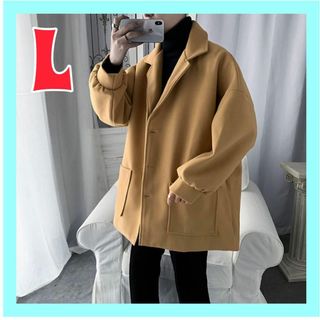 Lサイズ ビッグシルエット チェスターコート ロングコート アウター 冬服 韓国(チェスターコート)