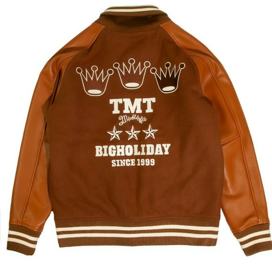 TMT(ティーエムティー)のMarbles TMT コラボ　Varsity Jacket   BROWN L メンズのジャケット/アウター(スタジャン)の商品写真